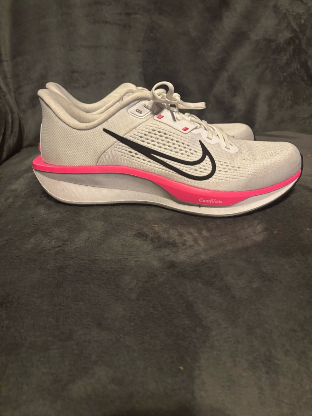 Nike Women’s White & Hot Pink ComfyRide Running Shoes with Black Swoosh